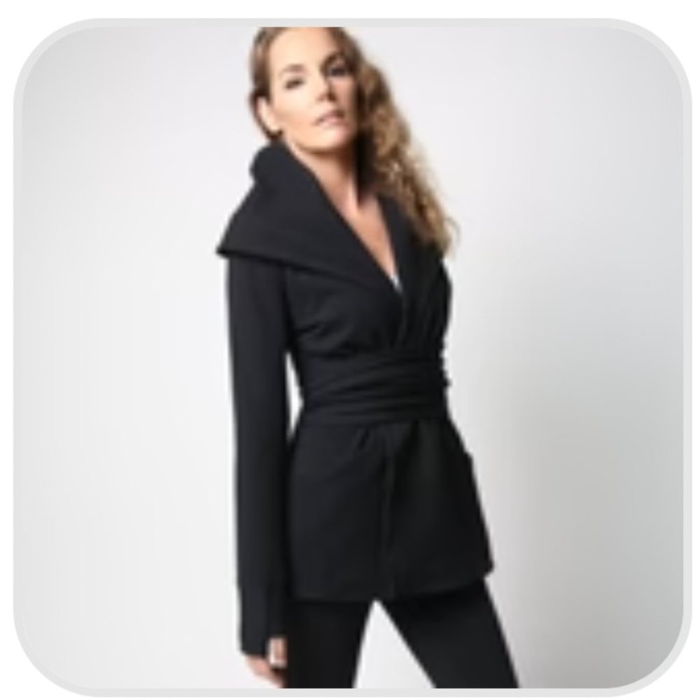 Black Kania Oversized Hood Sweatshirt Cardigan with Detached Belt